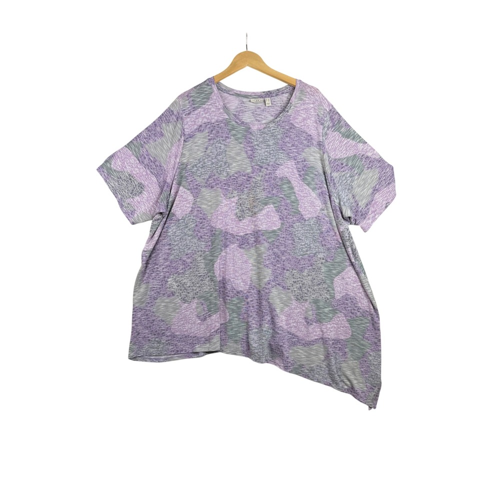 Logo by Lori Goldstein Camo Asymmetrical Tunic Top size 5X Purple/Gray